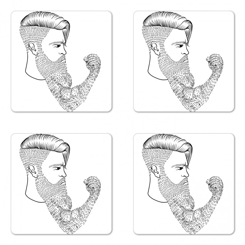 Serious Man Fist Beard Coaster Set Of Four