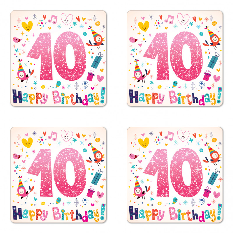 10 Years Kids Birthday Coaster Set Of Four