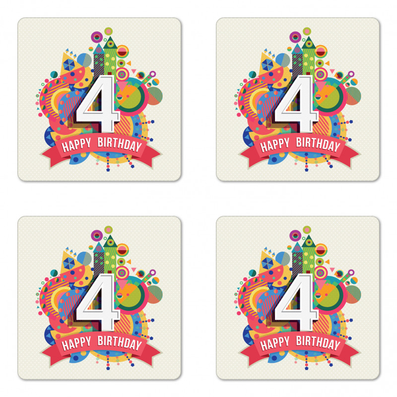 4 Years Old Colorful Coaster Set Of Four
