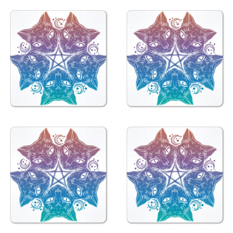 Cats Mandala Design Coaster Set Of Four