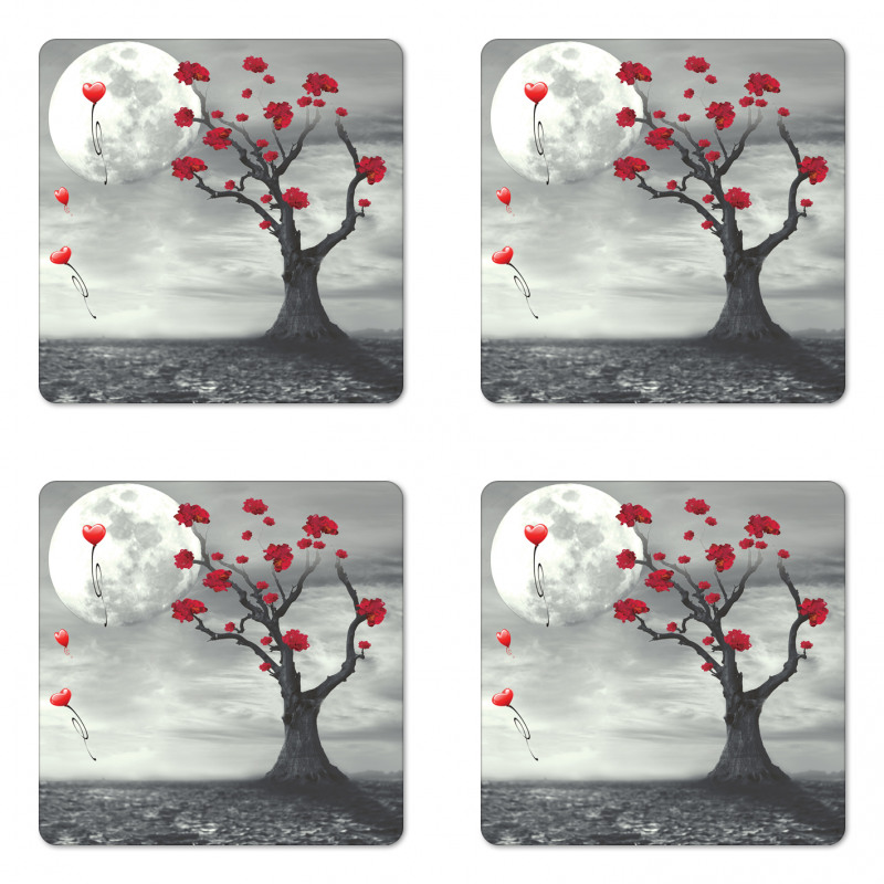 Romantic Full Moon Night Coaster Set Of Four