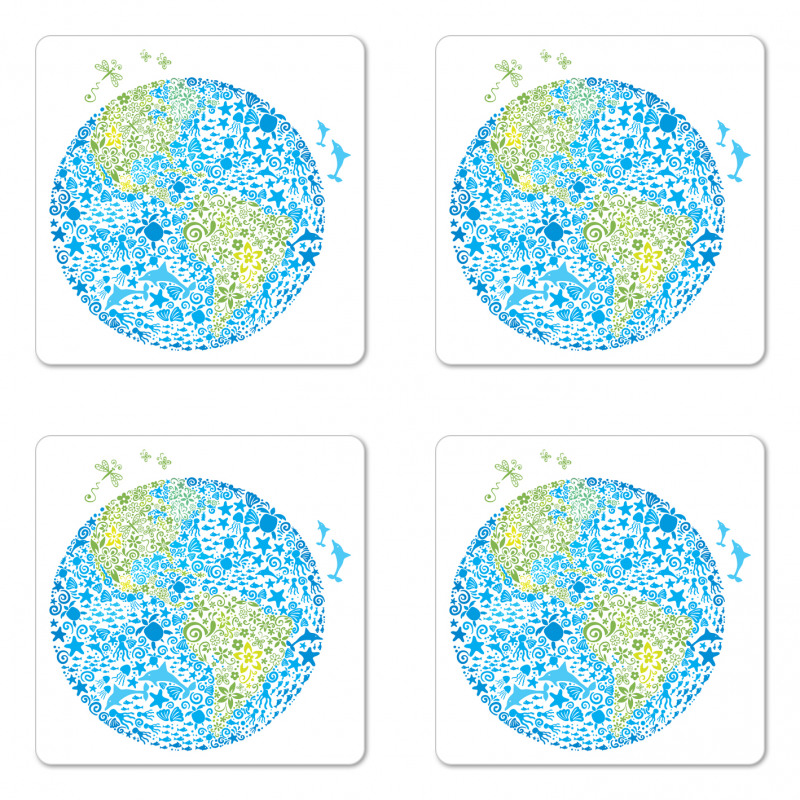 Planet Ecology Theme Coaster Set Of Four