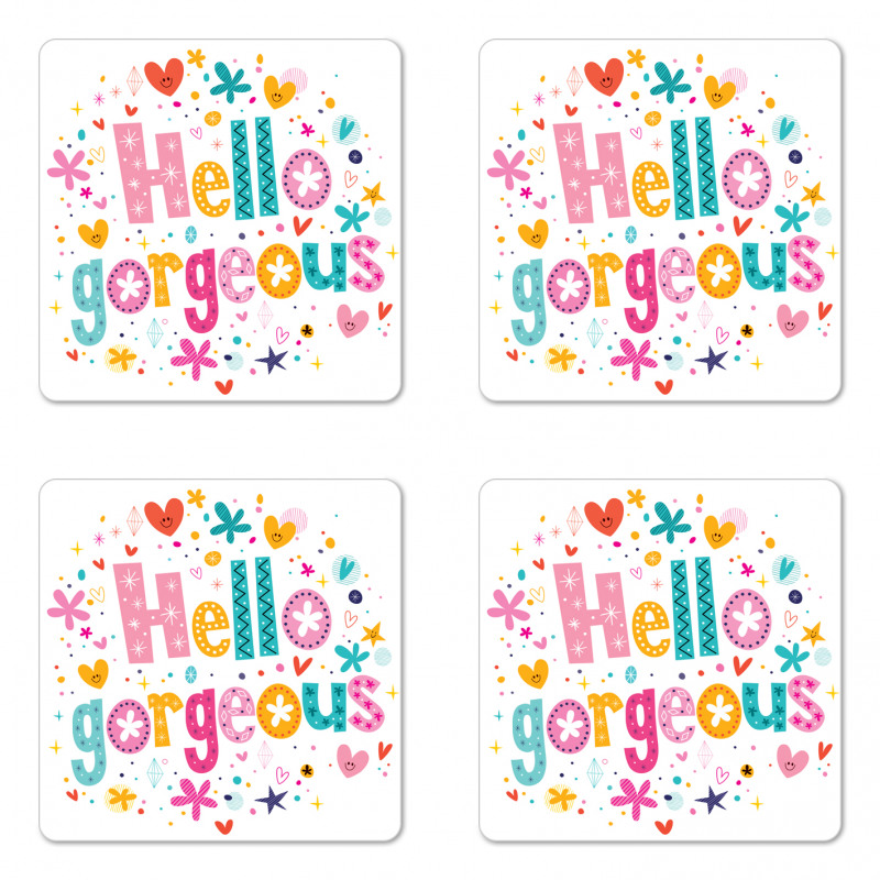 Girl Theme Words Coaster Set Of Four