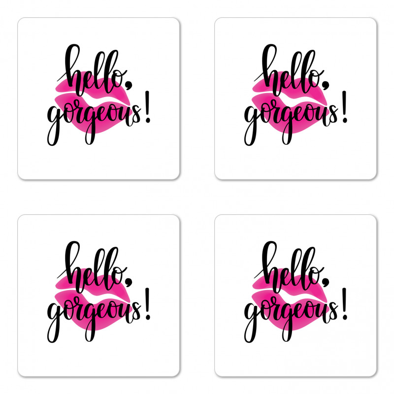 Pink Lipstick Coaster Set Of Four