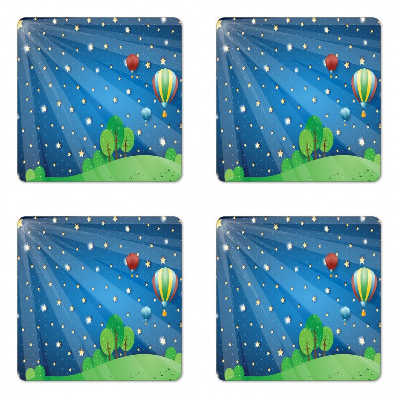 Cartoon Balloons Stars Coaster Set Of Four