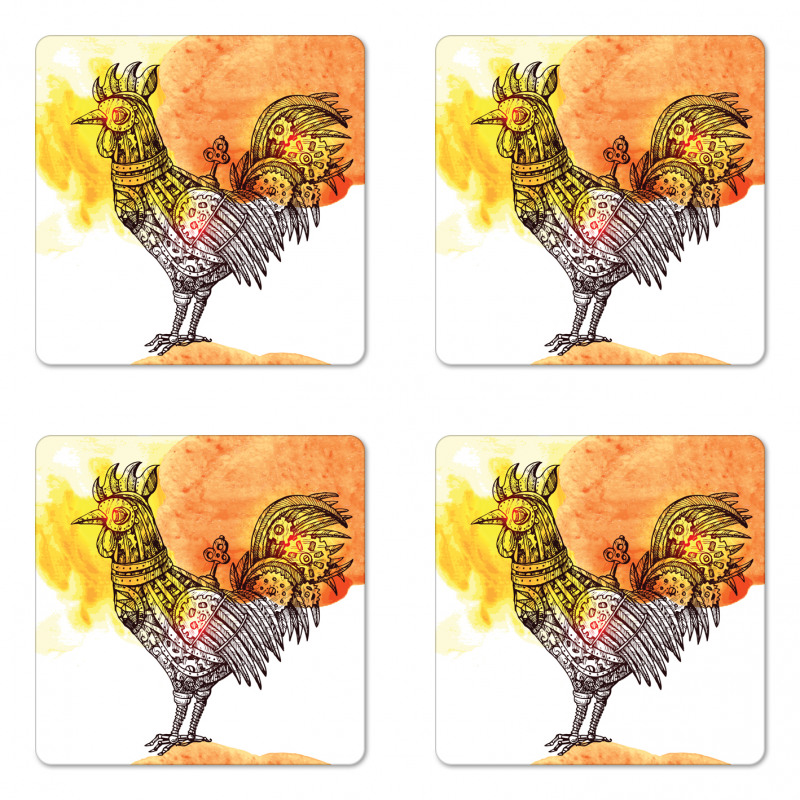 Mechanical Rooster Coaster Set Of Four