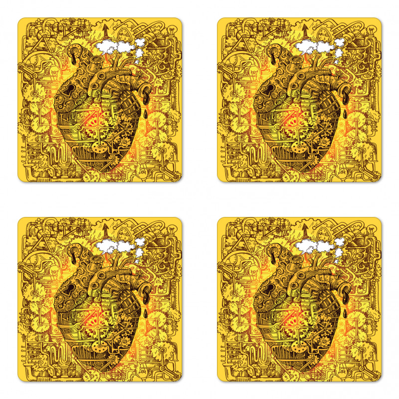 Factory Heart Image Coaster Set Of Four