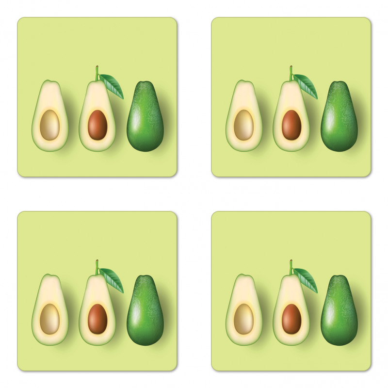 Realistic Half Avocado Coaster Set Of Four