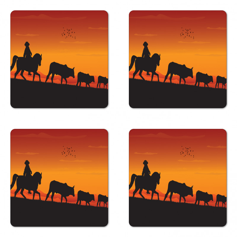 Silhouette Farm Cow Herd Coaster Set Of Four