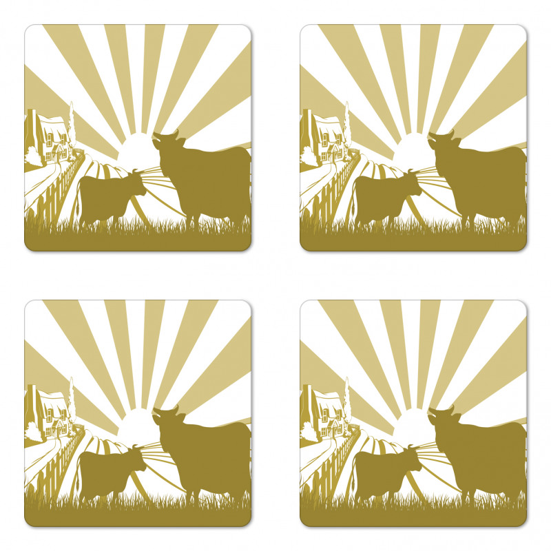 Idyllic Cottage Theme Coaster Set Of Four