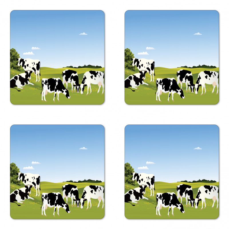 Graphic Domestic Cows Coaster Set Of Four