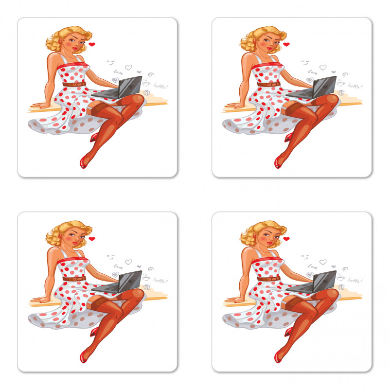 Short Hair Blondie Coaster Set Of Four