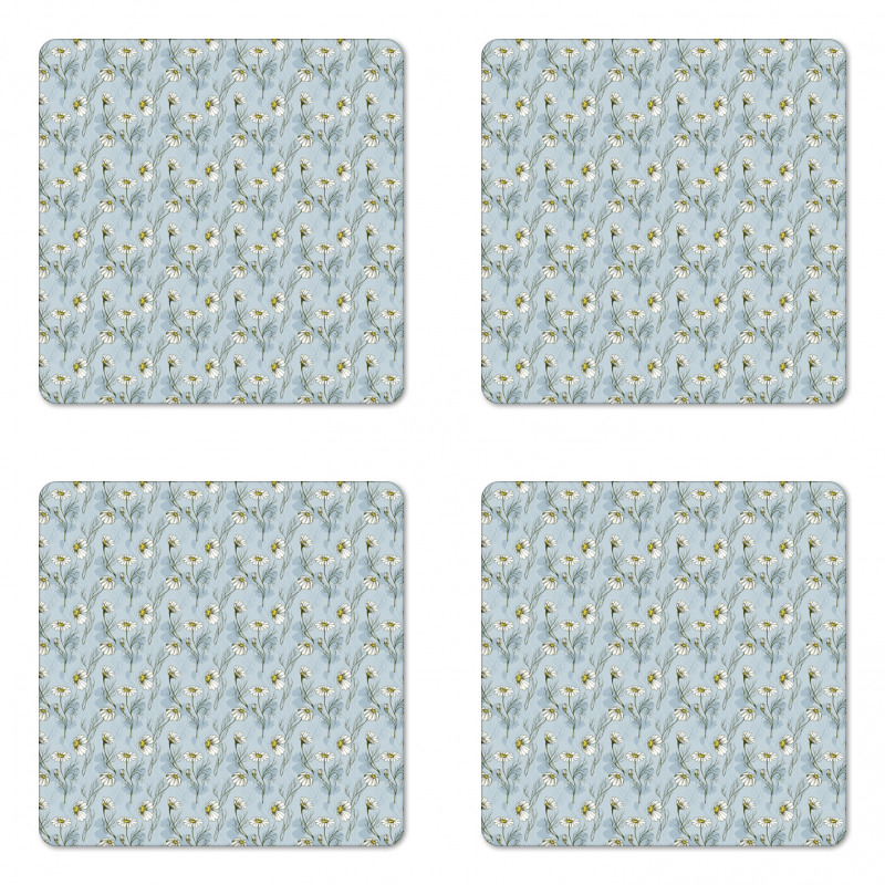 Floral Doodle Silhouette Coaster Set Of Four