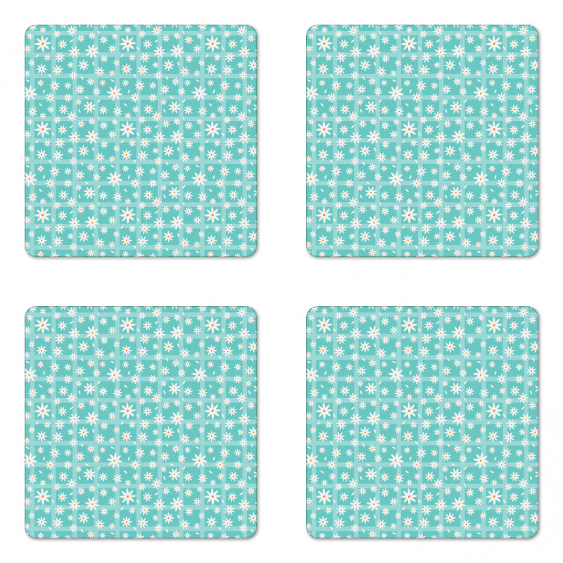 Cartoon Petals on Grid Coaster Set Of Four