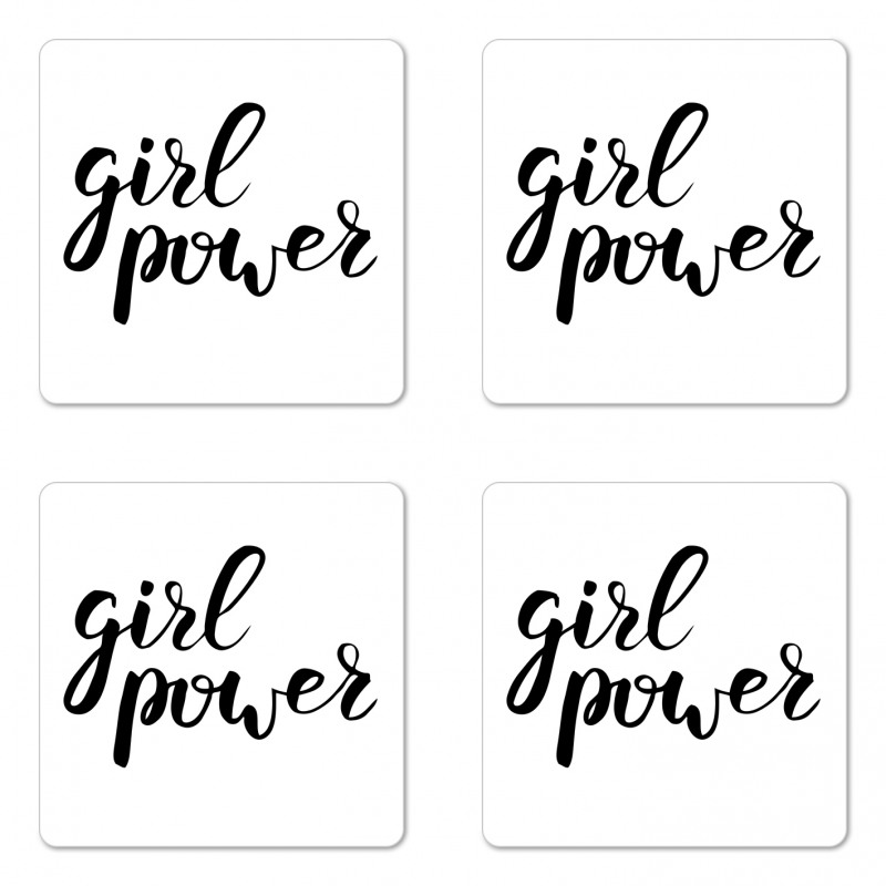 Girl Power Feminist Text Coaster Set Of Four