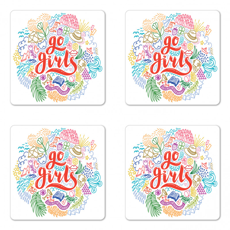 Go Girls Lettering Art Coaster Set Of Four