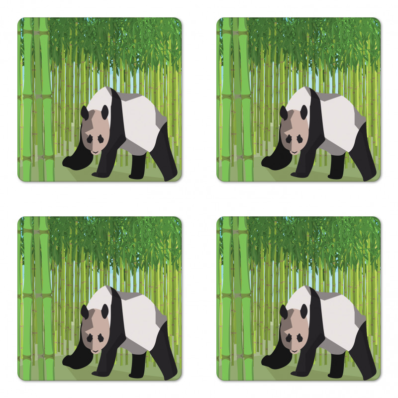 Panda Bamboo Coaster Set Of Four