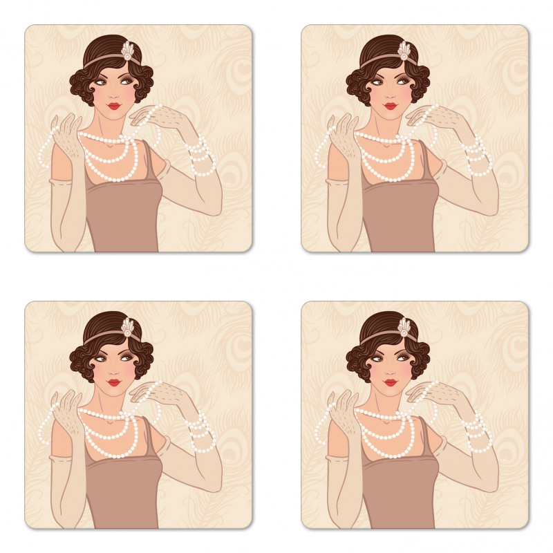 Brunette Flapper Coaster Set Of Four