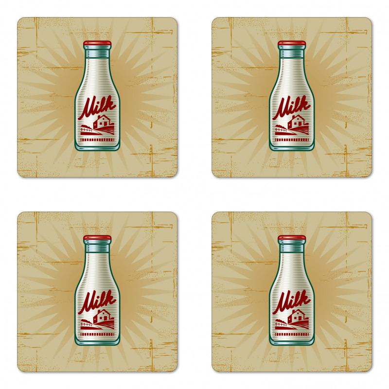 Retro Milk Bottle Coaster Set Of Four