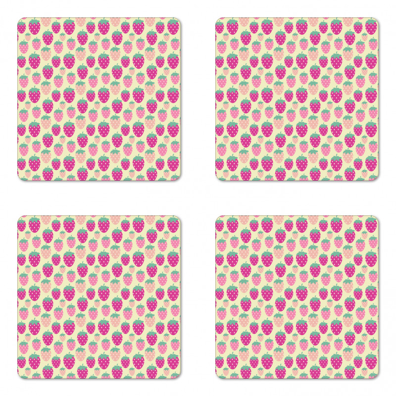 Pink Shade Fruits Coaster Set Of Four