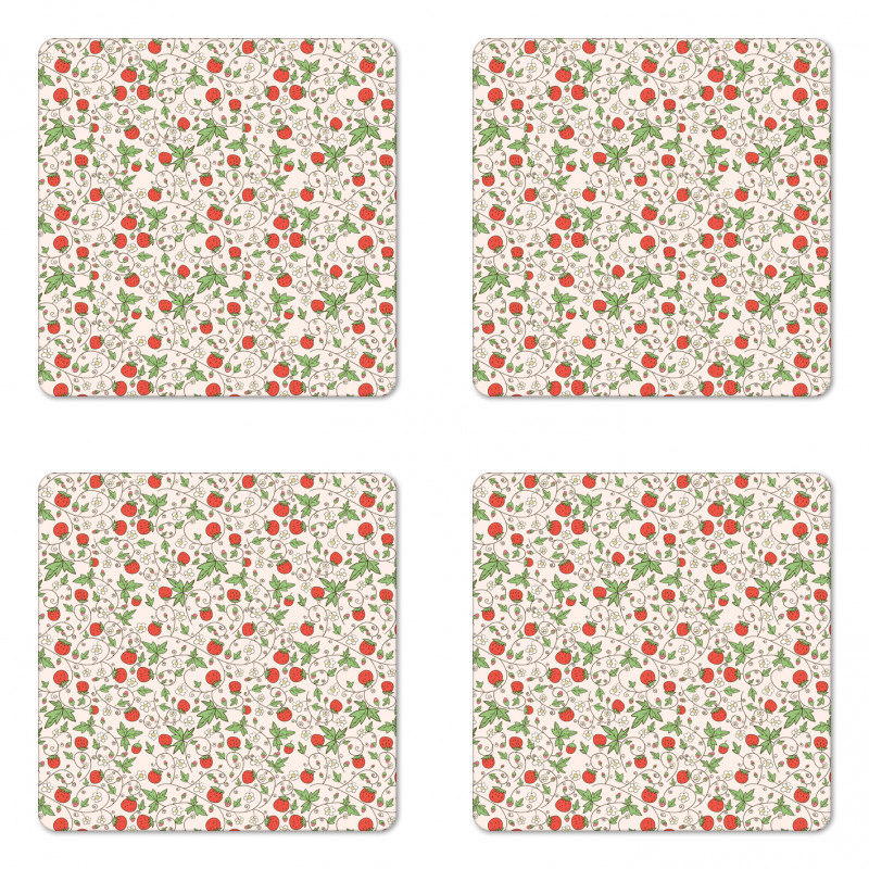 Doodle Flower Branch Coaster Set Of Four