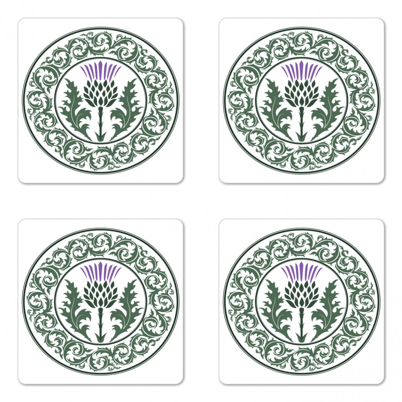 Round Leaf Ornament Coaster Set Of Four