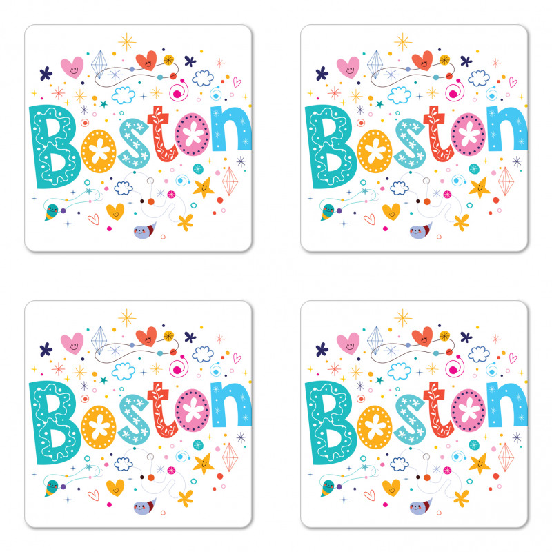 Doodle Hand Drawn Coaster Set Of Four