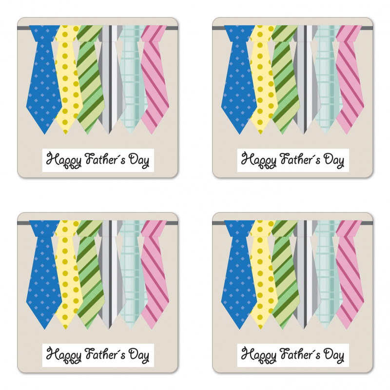 Colorful Dad Ties Theme Coaster Set Of Four