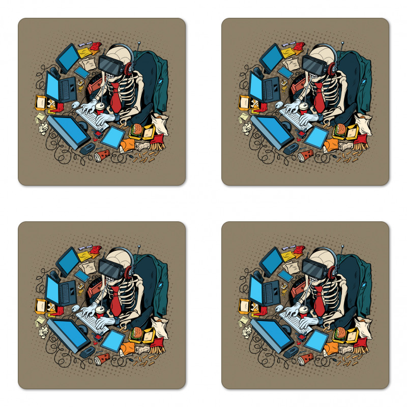 Skeleton in Virtual Reality Coaster Set Of Four