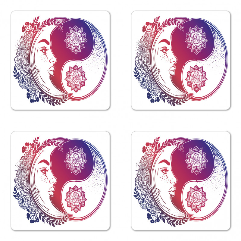 Oriental Crescent Moon Coaster Set Of Four