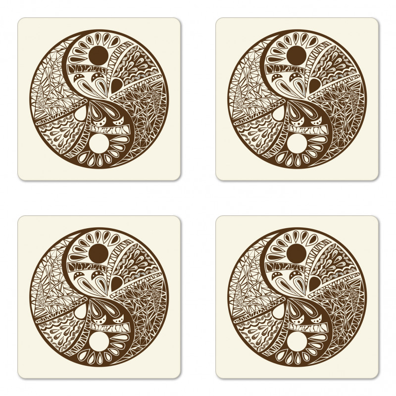 Abstract Hand-Drawn Coaster Set Of Four