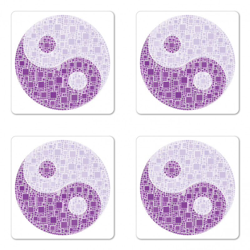 Graphic Yin Yang Tile Coaster Set Of Four