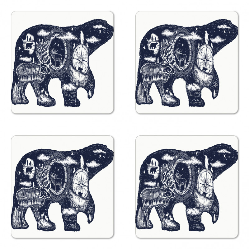 Boho Animal Wildlife Coaster Set Of Four