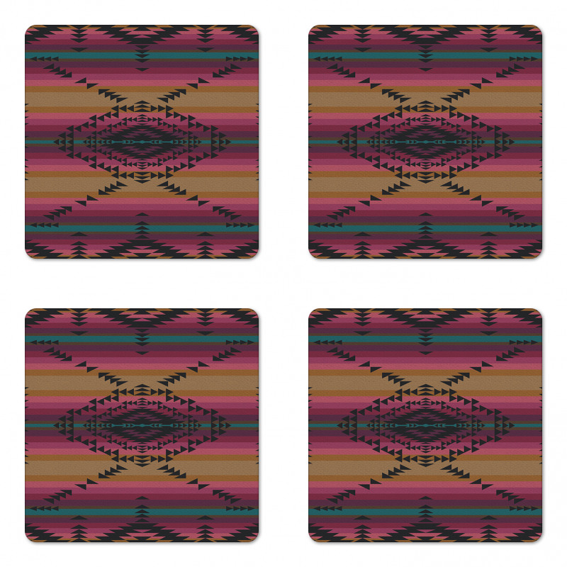 Colorful Stripes Triangles Coaster Set Of Four