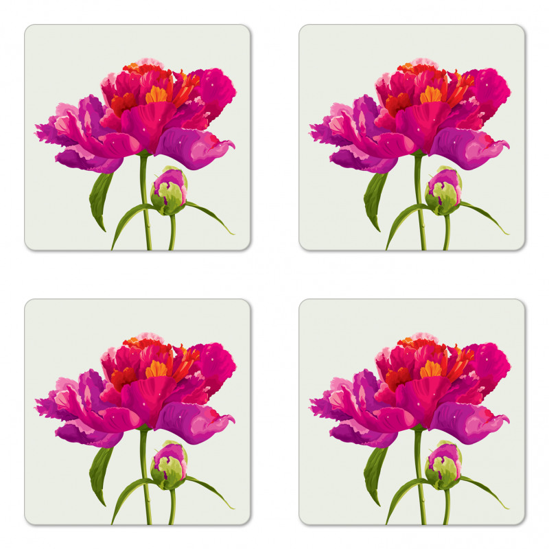 Flower and Vibrant Petals Coaster Set Of Four