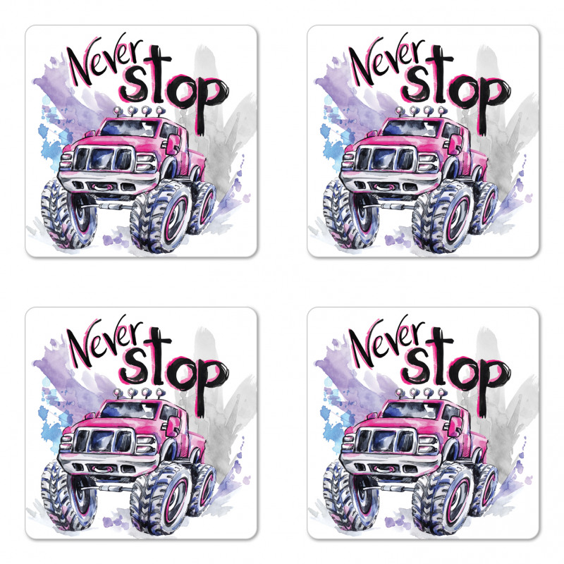 Never Stop Words Coaster Set Of Four