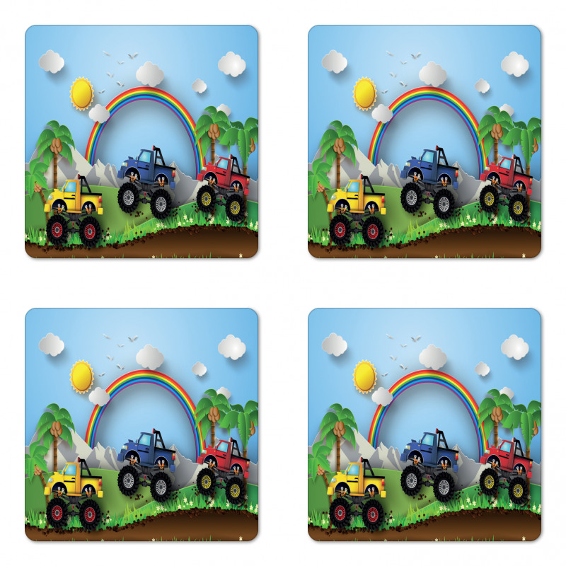 Skid Trail Race Coaster Set Of Four