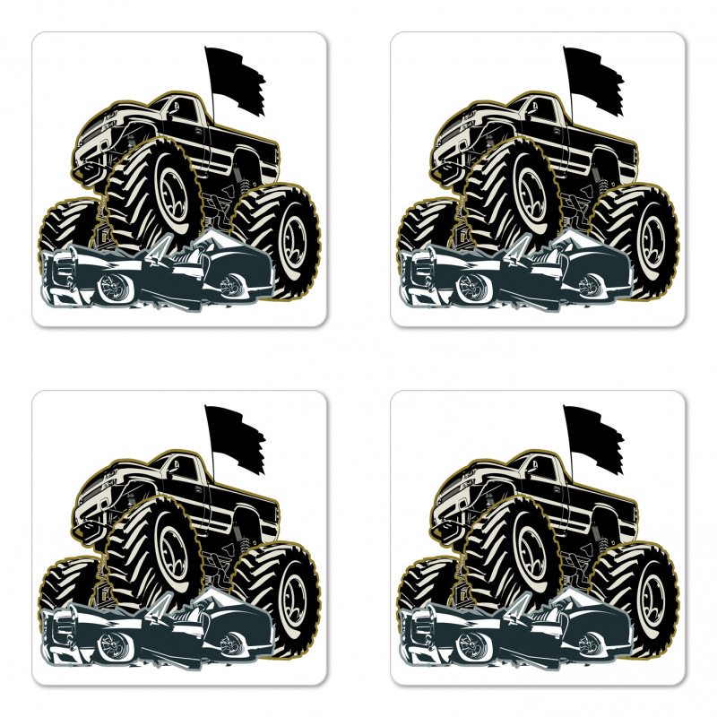 Rubber Tyre Car Coaster Set Of Four