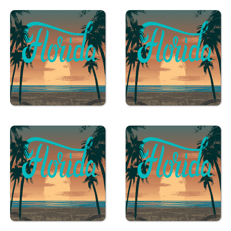 Grunge Sunset Coastline Coaster Set Of Four