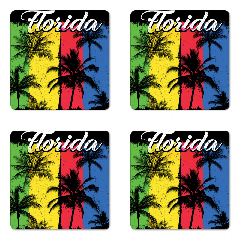 Grunge Palms Colorful Coaster Set Of Four