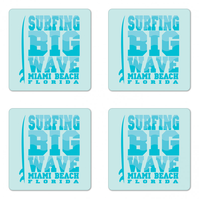 Surfing Big Wave Miami Coaster Set Of Four