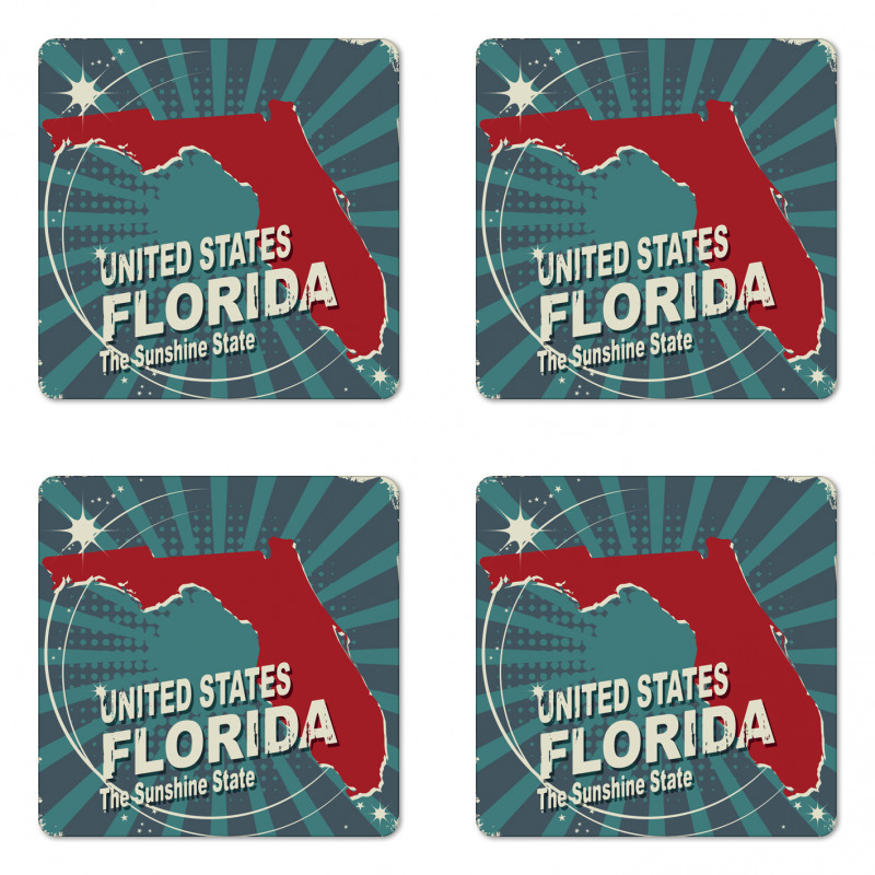 Retro Old City Map USA Coaster Set Of Four