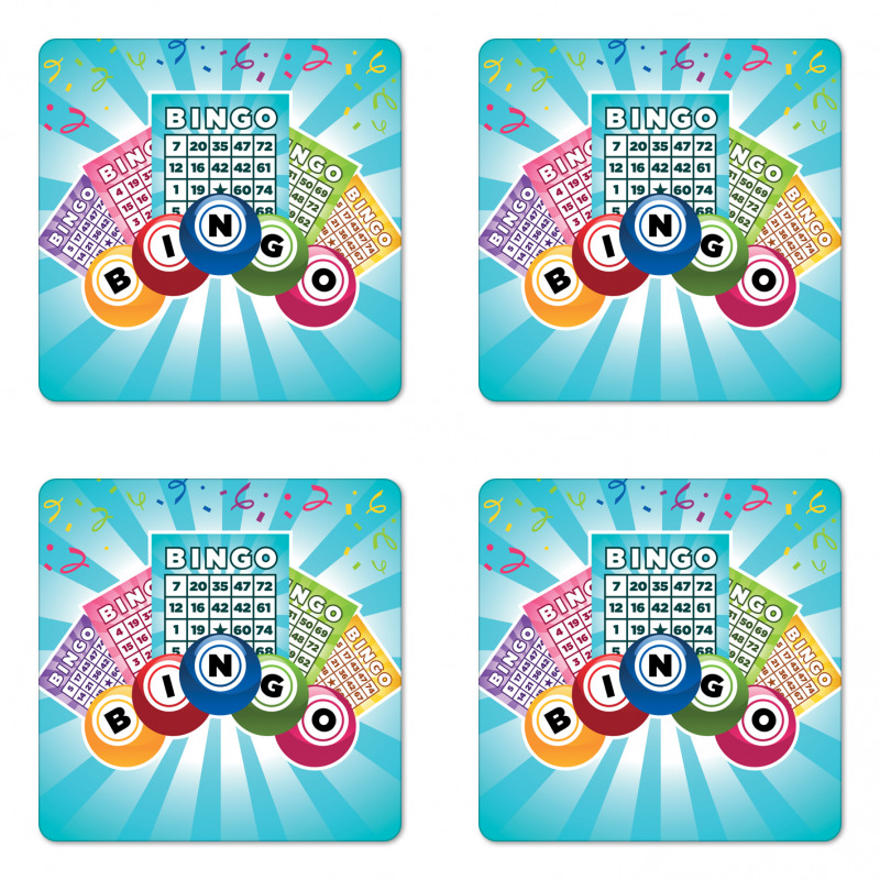 Colorful Cards Balls Coaster Set Of Four