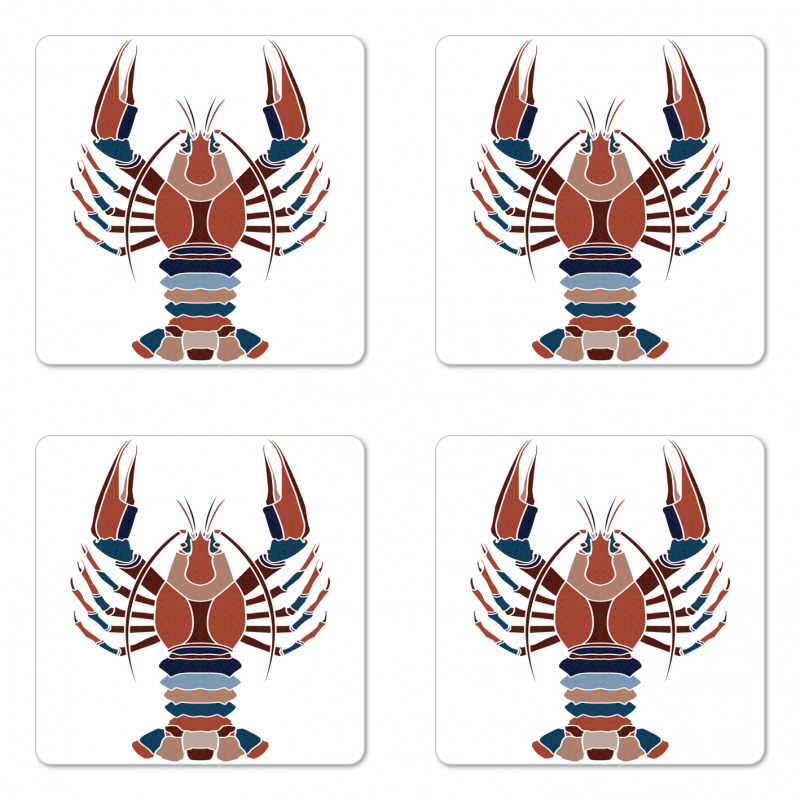 Abstract Crayfish Print Coaster Set Of Four