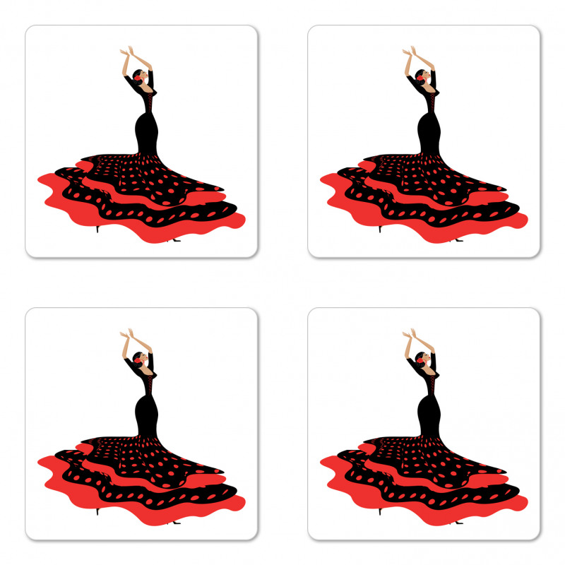 Flamenco Woman Folkloric Coaster Set Of Four