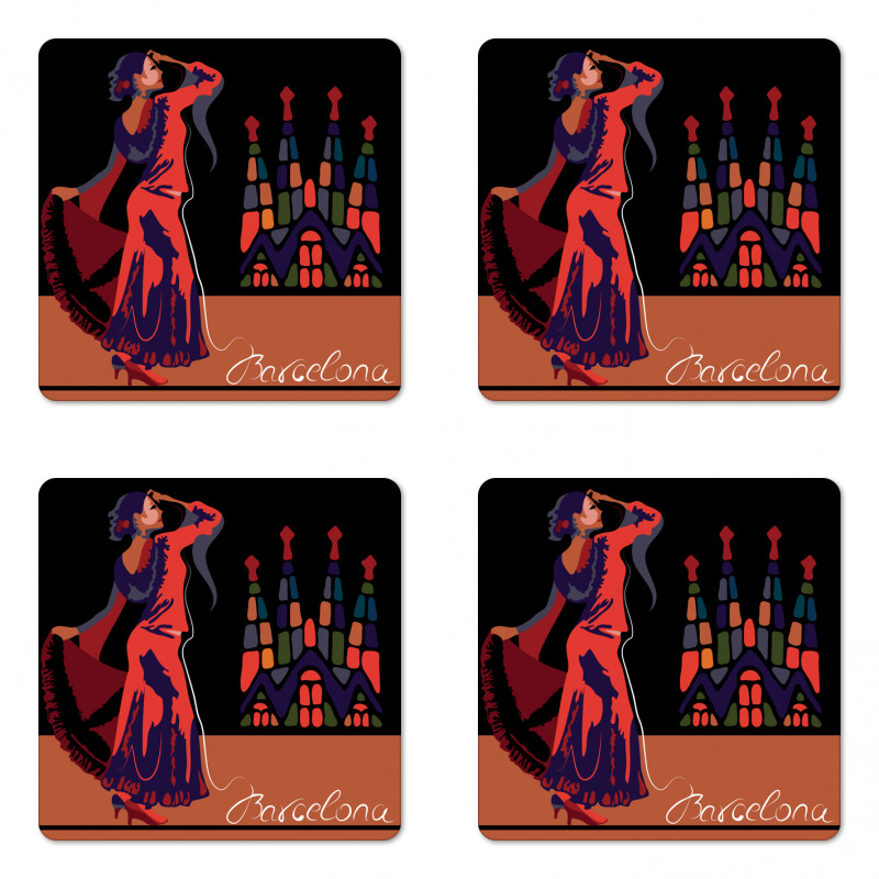 Traditonal Dancer Woman Coaster Set Of Four