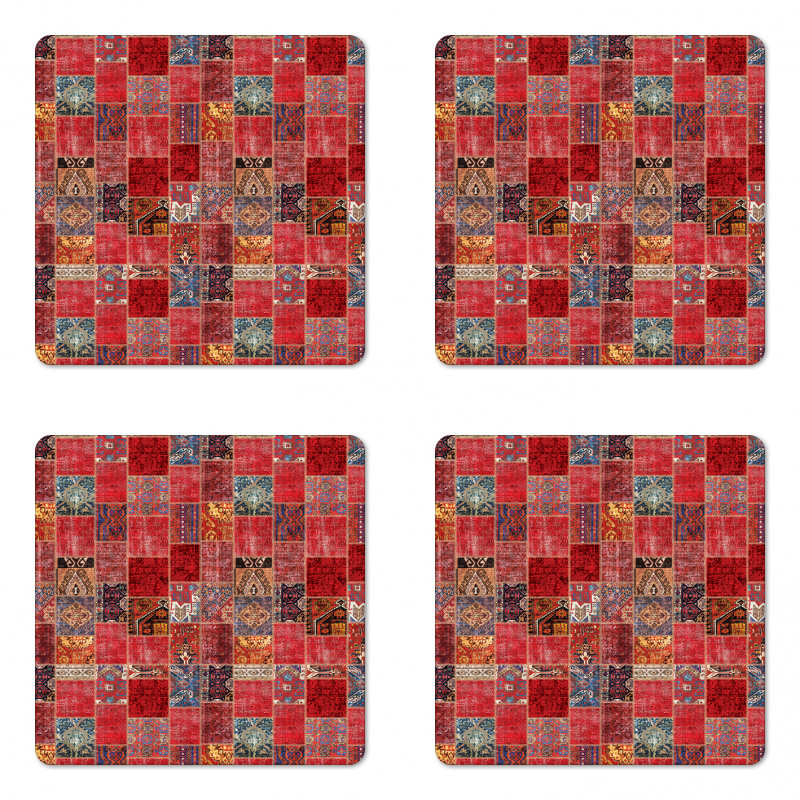 Ethnic Ornamental Squares Coaster Set Of Four