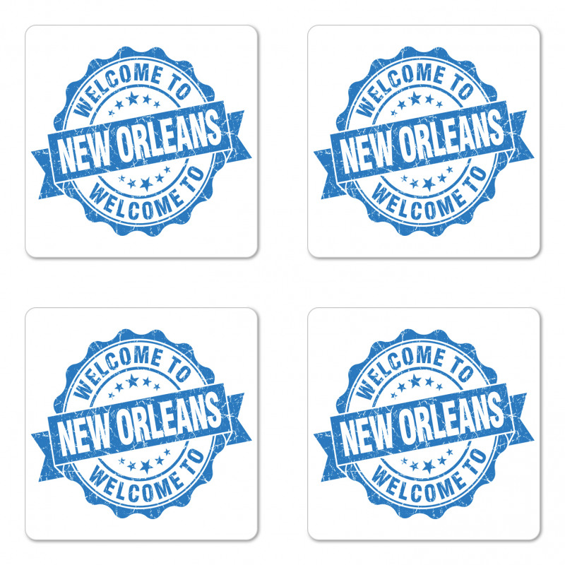 Welcome City Stamp Coaster Set Of Four