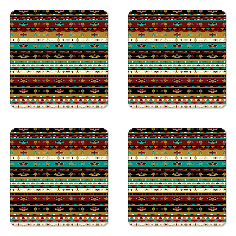 Theme Folkloric Motif Coaster Set Of Four