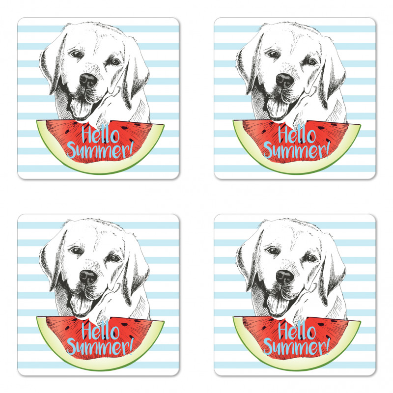 Hello Summer Words Sketch Coaster Set Of Four